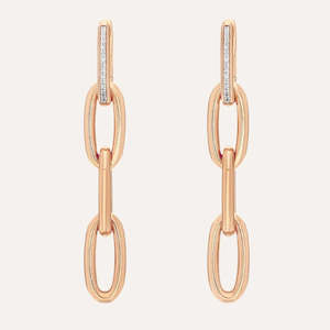 Nanis Libera Rose Gold Small Square Earrings With Chain Element