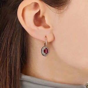 Nanis Reverse Gold, Rubies, Diamonds and Rock Crystal Double Face Ball Drop Earring (Small)