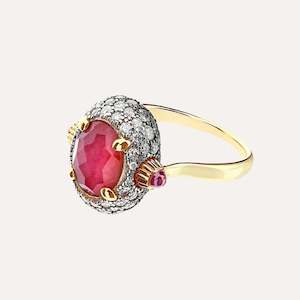 Nanis Gold, Rubies, Diamonds and Rock Crystal Double Face Ring (Medium)