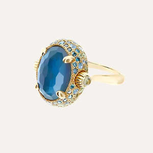 Nanis Reverse: Nanis London Blue Topaz and Blue Diamond Double Face Ring (Large)