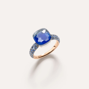 Sapphire Rings: Pomellato Nudo Classic 18k Gold Ring, London Blue Topaz, Lapis, Blue Sapphires