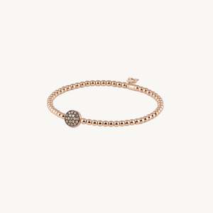 Al Coro: Al Coro Stretchy Bracelet in 18k Rose Gold with Brown Diamond Disc