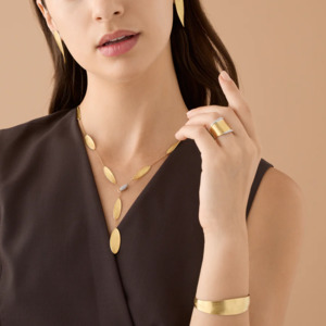 Marco Bicego Lunaria Twist Lariat Necklace 18k Gold with Diamonds