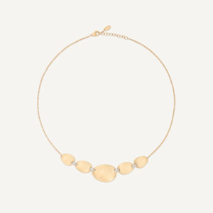 Marco Bicego Lunaria 18k Gold 5 Leaf Necklace with Diamond Detail