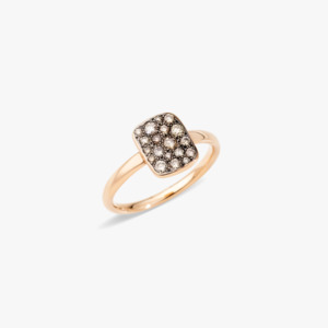 Rings Gifts: Pomellato Sabbia Rectangular Ring in 18k Rose Gold with Brown Diamonds