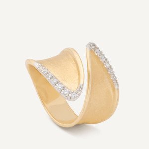 Marco Bicego Lunaria Twist Classic Gold and Diamond Open Ring (Large)