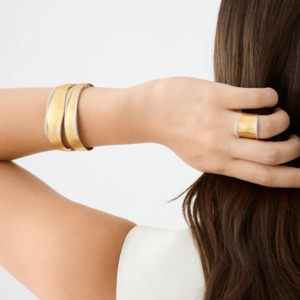 Marco Bicego Bracelets: Marco Bicego Lunaria Gold Double Bangle with Diamond Detail