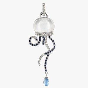 Chantecler Campanelle Jellyfish Pendant in 18kt White Gold with Diamonds, Sapphi&hellip;