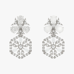 Chantecler Caleidoscopio Lobe Earrings in 18kt White Gold with Diamonds, Milky A&hellip;