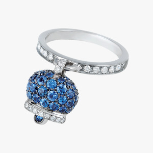 Chantecler Campanella Bell Ring White Gold, Blue Sapphires & Diamonds