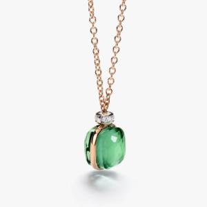 Pomellato Necklaces: Pomellato Nudo Necklace 18k Gold Prasiolite with Green Agate and Diamonds