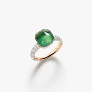Gold Rings: Pomellato Nudo Ring 18k Gold Prasiolite with Green Agate and Diamonds