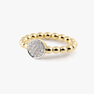 Al Coro: Al Coro Palladio Stretchy Ring with Diamond Disc in 18k Gold