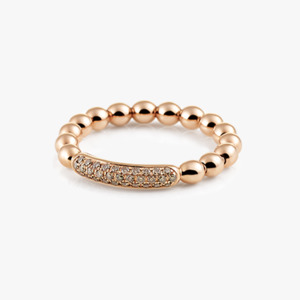 Al Coro: Al Coro Stretchy Ring with Brown Diamonds in 18k Rose Gold