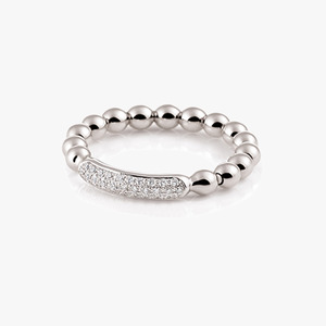 Al Coro: Al Coro Stretchy Ring with Diamonds in 18k White Gold