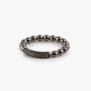 Al Coro: Al Coro Stretchy Ring in Black with Black Diamonds