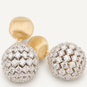 Type Drop Earrings: Marco Bicego Africa 18k Gold and Diamond Drop Earrings