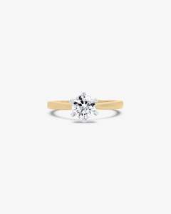 Solitaire Collection: Ponte Six Claw Solitaire Diamond Engagement Ring in Yellow Gold