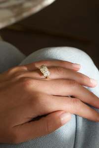 Three Stone Trilogy Engagement Rings: Loggia Three Stone Radiant Cut Diamond Engagement Ring
