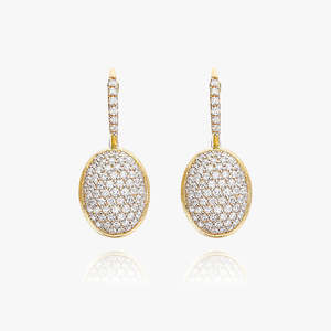Fine Jewellery: Nanis Boules Gold Drop Pave Diamond Earrings - Medium