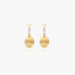 Fine Jewellery: Nanis Boule Gold Drop Earrings with Diamond Detail - Mini
