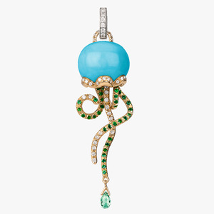 Chantecler Campanelle Jellyfish Charm in 18kt Yellow & White Gold with Turquoise&hellip;