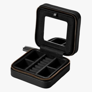 WOLF Lauren Jewellery Small Zip Case in Black, Jewellery Box
