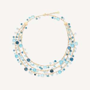 Marco Bicego Paradise: Marco Bicego Paradise 18K Yellow Gold Blue Topaz Three-Strand Necklace