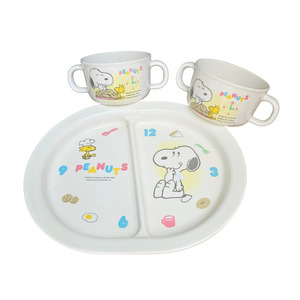 00s Y2k 1: Vtg Peanuts Snoopy Melamine Divided Plate + Cups