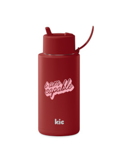 Frank Green 1Litre KIC Ceramic Reusable Bottle Cherry (Capable) with Flip Straw Lid