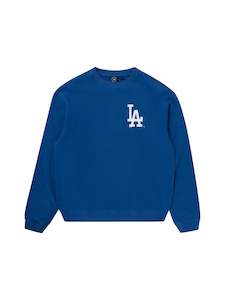 Majestic Athletic Mens LA Dodgers Classic Crest Fleece Crew - Classic Blue
