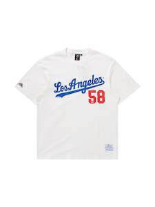 Majestic Script Number LA Dodgers Tee - Vintage White