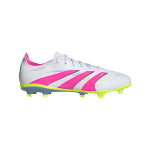 Footwear: Adidas Predator League Firm/Multi-Ground Boots - White/Pink/Lemon