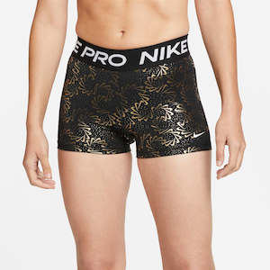 Nike Pro Women's Mid-Rise 3" Printed Training Shorts - Black/Gold