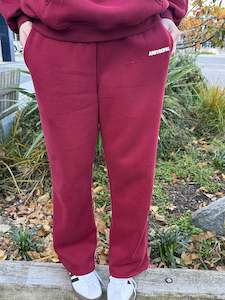 Arby & Opal Staple Puff Straight-Leg Jogger - Merlot/Cream