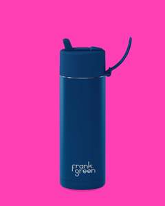 Frank Green 20oz Stainless Steel Ceramic Reusable Bottle with Flip Straw Lid- Deep Ocean