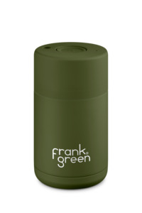 Accessories: Frank Green 12 oz Ceramic Cup with Push Button Lid - Khaki