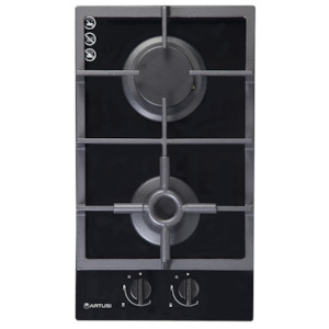 Spare Parts Components: Artusi 30cm Domino Dual Gas Cooktop - With Cast Iron Trivet in Black Glass