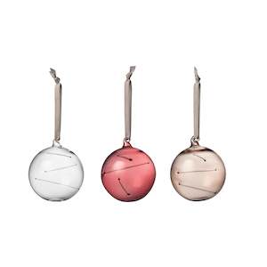 Collection_Art Glass: Art Glass  Sun Ball 80mm Clear-Calluna-Linen 3pc