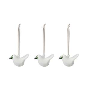 Collection_Art Glass: Art Glass  Mini Glass Birds 3pc White