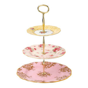 Royal Albert 100 Years 3 Tier Cake Stand: 1960, 1980, 1990