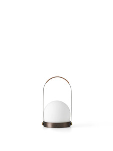 Lamps: Carrie Table Lamp, Portable, Bronzed Brass | Leather