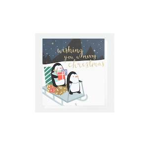 Stationery: Penguin Sledge Christmas Card Pack of 8