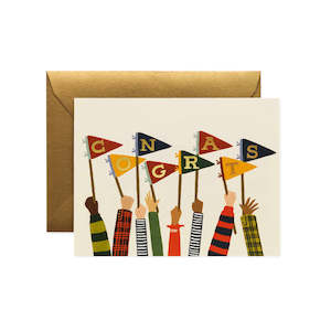 Stationery: Single Card - Congrats Pennants