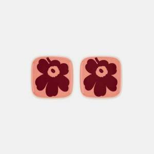 Marimekko: Oiva / Unikko Plate 10 X 10 Cm, 2 Pcs - Dark Red