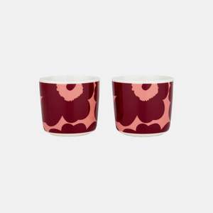Oiva / Unikko Coffee Cup 2 Dl, Without Handle, 2 Pcs - dark red
