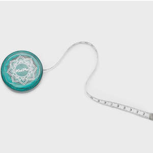 Teal Wooden Retractable Tape Measure