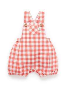 baby boy onesies and bodysuits: Purebaby Gingham Overall - Vintage Red Gingham