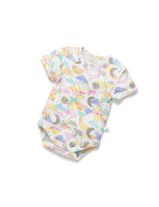 Little Green Co: Little Green & Co Jersey Short Sleeve Bodysuit - Sunshine Friends