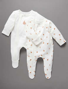 Little Green Co: Little Green & Co Jersey Onesie 2 Pack - Pear/Tan